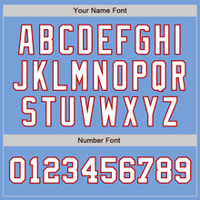 Load image into Gallery viewer, Custom Light Blue White-Red Authentic Two Tone Baseball Jersey
