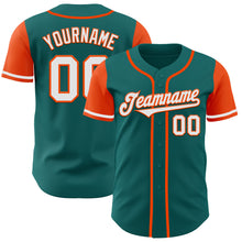 Load image into Gallery viewer, Custom Teal White-Orange Authentic Two Tone Baseball Jersey
