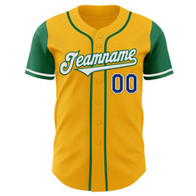 Load image into Gallery viewer, Custom Gold Royal-Kelly Green Authentic Two Tone Baseball Jersey
