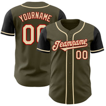 Load image into Gallery viewer, Custom Olive Cream Red-Black Authentic Salute To Service Two Tone Baseball Jersey
