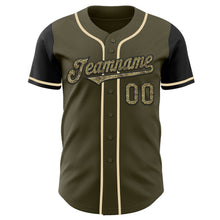Load image into Gallery viewer, Custom Olive Camo Black-Cream Authentic Salute To Service Two Tone Baseball Jersey

