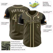 Load image into Gallery viewer, Custom Olive Camo Black-Cream Authentic Salute To Service Two Tone Baseball Jersey
