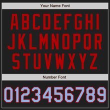 Load image into Gallery viewer, Custom Black Light Blue-Red Authentic Two Tone Baseball Jersey
