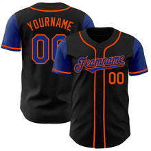 Load image into Gallery viewer, Custom Black Royal-Orange Authentic Two Tone Baseball Jersey
