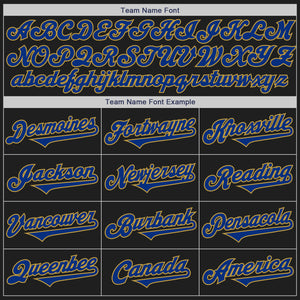 Custom Black Royal-Old Gold Authentic Two Tone Baseball Jersey
