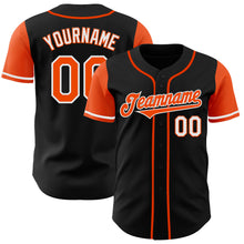 Load image into Gallery viewer, Custom Black Orange-White Authentic Two Tone Baseball Jersey
