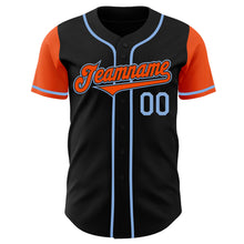 Load image into Gallery viewer, Custom Black Orange-Light Blue Authentic Two Tone Baseball Jersey
