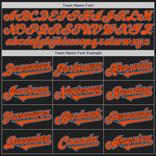 Load image into Gallery viewer, Custom Black Orange-Light Blue Authentic Two Tone Baseball Jersey
