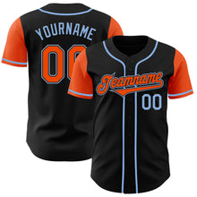 Load image into Gallery viewer, Custom Black Orange-Light Blue Authentic Two Tone Baseball Jersey
