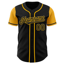 Load image into Gallery viewer, Custom Black Gold Authentic Two Tone Baseball Jersey

