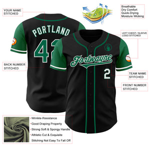Custom Black Kelly Green-White Authentic Two Tone Baseball Jersey