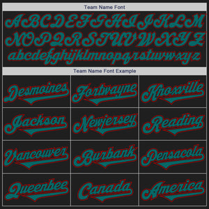 Custom Black Teal-Red Authentic Two Tone Baseball Jersey