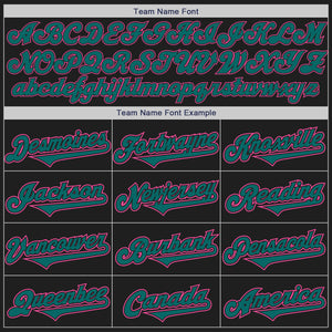 Custom Black Teal-Pink Authentic Two Tone Baseball Jersey