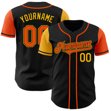Load image into Gallery viewer, Custom Black Orange-Gold Authentic Two Tone Baseball Jersey

