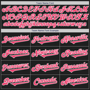 Custom Black Neon Pink-White Authentic Two Tone Baseball Jersey