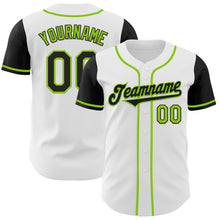 Load image into Gallery viewer, Custom White Black-Neon Green Authentic Two Tone Baseball Jersey
