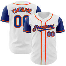 Load image into Gallery viewer, Custom White Royal-Orange Authentic Two Tone Baseball Jersey

