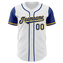 Load image into Gallery viewer, Custom White Royal-Gold Authentic Two Tone Baseball Jersey
