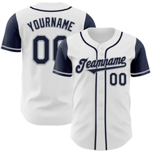 Load image into Gallery viewer, Custom White Navy-Gray Authentic Two Tone Baseball Jersey
