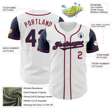 Load image into Gallery viewer, Custom White Navy-Crimson Authentic Two Tone Baseball Jersey
