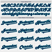 Load image into Gallery viewer, Custom White Navy-Teal Authentic Two Tone Baseball Jersey
