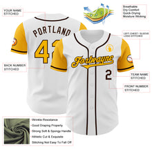 Load image into Gallery viewer, Custom White Gold-Brown Authentic Two Tone Baseball Jersey
