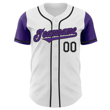 Load image into Gallery viewer, Custom White Purple-Black Authentic Two Tone Baseball Jersey
