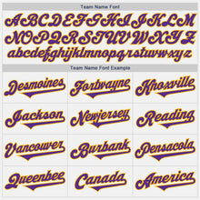 Load image into Gallery viewer, Custom White Purple-Gold Authentic Two Tone Baseball Jersey
