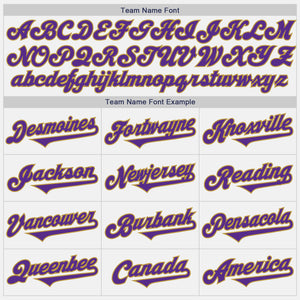 Custom White Purple-Old Gold Authentic Two Tone Baseball Jersey