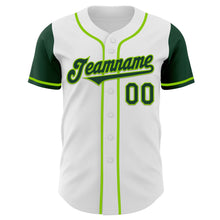 Load image into Gallery viewer, Custom White Green-Neon Green Authentic Two Tone Baseball Jersey
