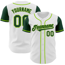Load image into Gallery viewer, Custom White Green-Neon Green Authentic Two Tone Baseball Jersey
