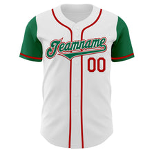 Load image into Gallery viewer, Custom White Kelly Green-Red Authentic Two Tone Baseball Jersey
