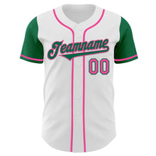 Load image into Gallery viewer, Custom White Kelly Green-Pink Authentic Two Tone Baseball Jersey
