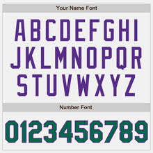 Load image into Gallery viewer, Custom White Kelly Green-Purple Authentic Two Tone Baseball Jersey
