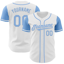 Load image into Gallery viewer, Custom White Light Blue Authentic Two Tone Baseball Jersey
