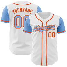 Load image into Gallery viewer, Custom White Light Blue-Orange Authentic Two Tone Baseball Jersey
