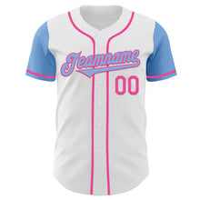 Load image into Gallery viewer, Custom White Light Blue-Pink Authentic Two Tone Baseball Jersey
