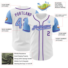 Load image into Gallery viewer, Custom White Light Blue-Purple Authentic Two Tone Baseball Jersey
