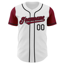 Load image into Gallery viewer, Custom White Crimson-Black Authentic Two Tone Baseball Jersey
