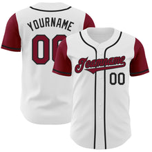 Load image into Gallery viewer, Custom White Crimson-Black Authentic Two Tone Baseball Jersey
