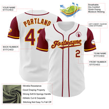 Load image into Gallery viewer, Custom White Crimson-Gold Authentic Two Tone Baseball Jersey
