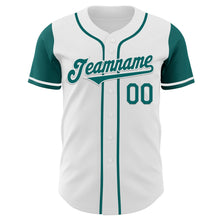 Load image into Gallery viewer, Custom White Teal Authentic Two Tone Baseball Jersey
