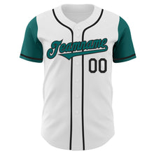 Load image into Gallery viewer, Custom White Teal-Black Authentic Two Tone Baseball Jersey
