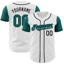 Load image into Gallery viewer, Custom White Teal-Black Authentic Two Tone Baseball Jersey
