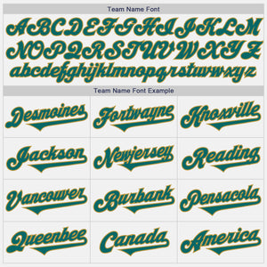 Custom White Teal-Old Gold Authentic Two Tone Baseball Jersey
