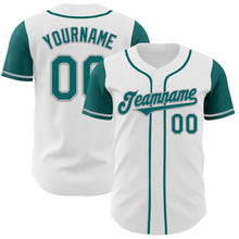 Load image into Gallery viewer, Custom White Teal-Gray Authentic Two Tone Baseball Jersey
