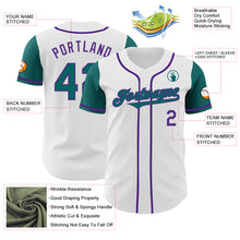 Load image into Gallery viewer, Custom White Teal-Purple Authentic Two Tone Baseball Jersey
