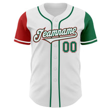 Load image into Gallery viewer, Custom White Kelly Green-Red Authentic Two Tone Baseball Jersey
