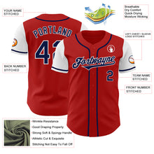 Load image into Gallery viewer, Custom Red Navy-White Authentic Two Tone Baseball Jersey
