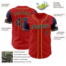 Load image into Gallery viewer, Custom Red Navy-Old Gold Authentic Two Tone Baseball Jersey
